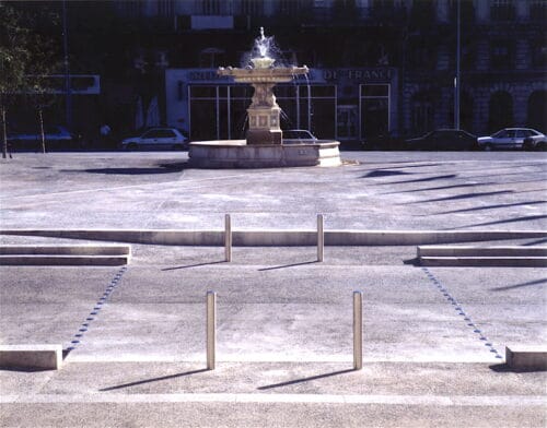 Fontaine place de la Joliette à Marseille, réhabilitation par Marie France Chatenet