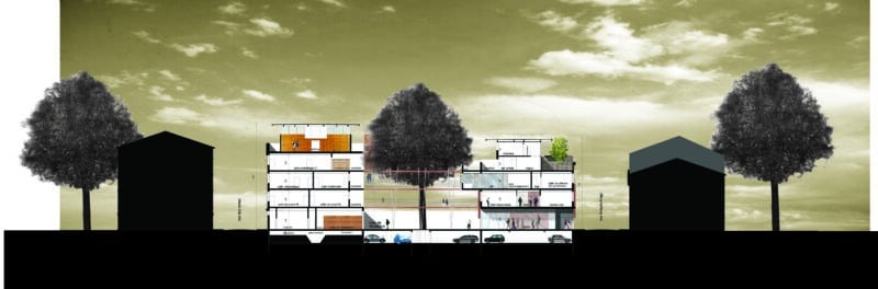 Plan d'architecte du college Malrieu à Marseille